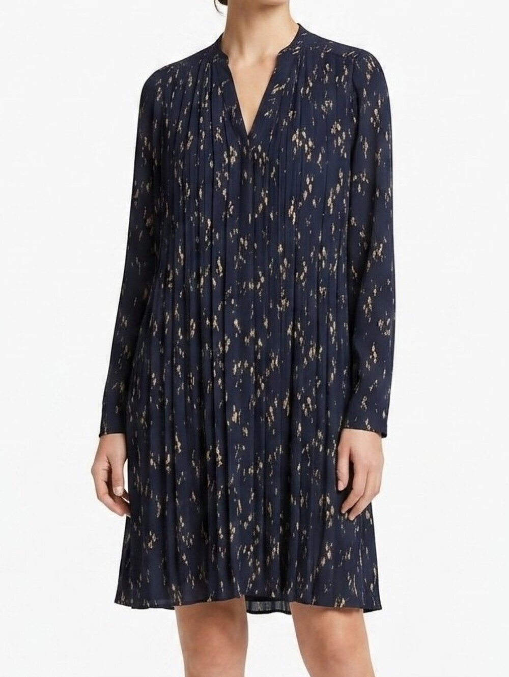New Elemente Clemente Danelia Dress XS Navy Blue Long Sleeve Pleated